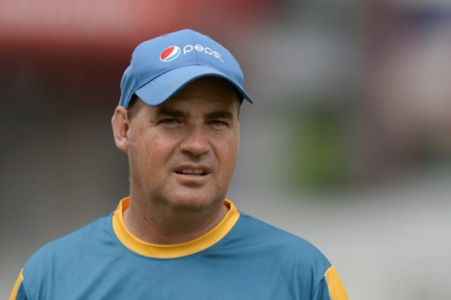 Pakistan's South African head coach Mickey Arthur attends a practice session on the eve of