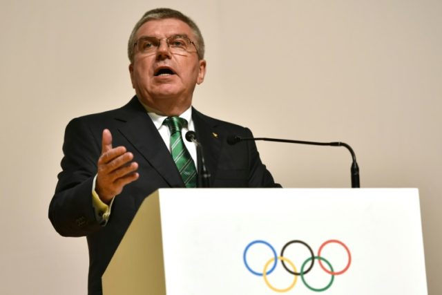 IOC president Thomas Bach speaks during the opening ceremony of the 129th International Ol