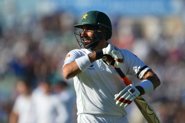 Misbah-ul-Haq leaves the field on the second day of the fourth Test against England at the
