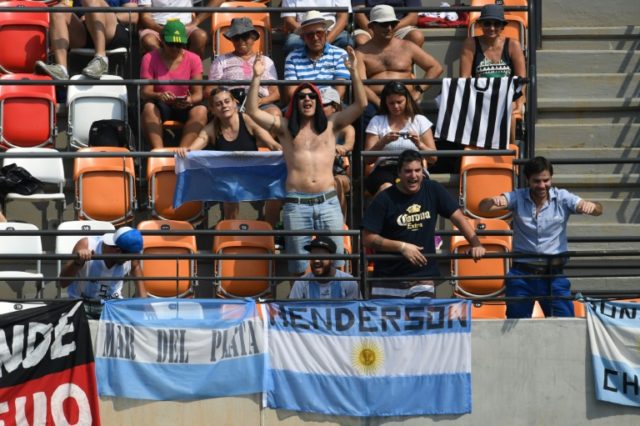 Argentinian fans at the men's second round singles match between Britain's Andy Murray and