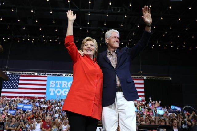 Democratic presidential nominee former Secretary of State Hillary Clinton and her husband