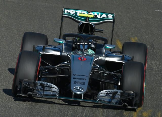 Mercedes AMG Petronas F1 Team's German driver Nico Rosberg drives during the first practic