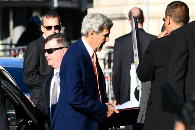 US Secretary of State John Kerry arrives at the Hotel President Wilson in Geneva on August