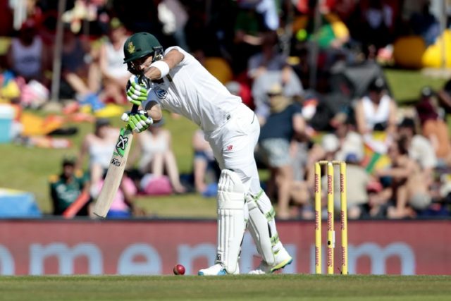 South African batsman and Captain Faf du Plessis plays a shot on August 28, 2016