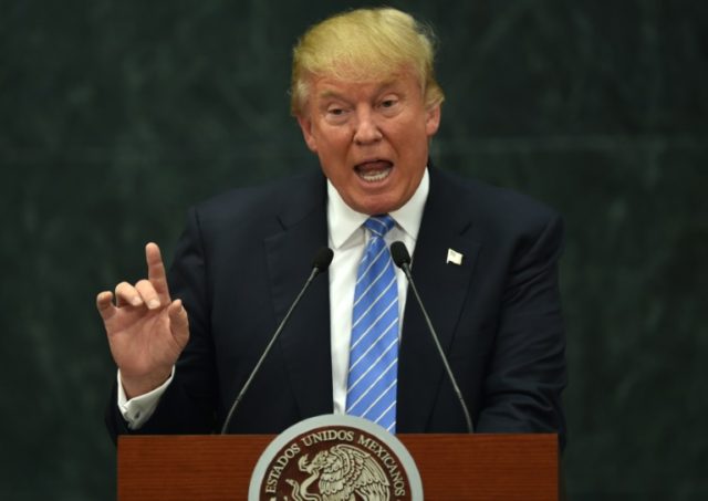 US presidential candidate Donald Trump delivers a joint press conference with Mexican Pres