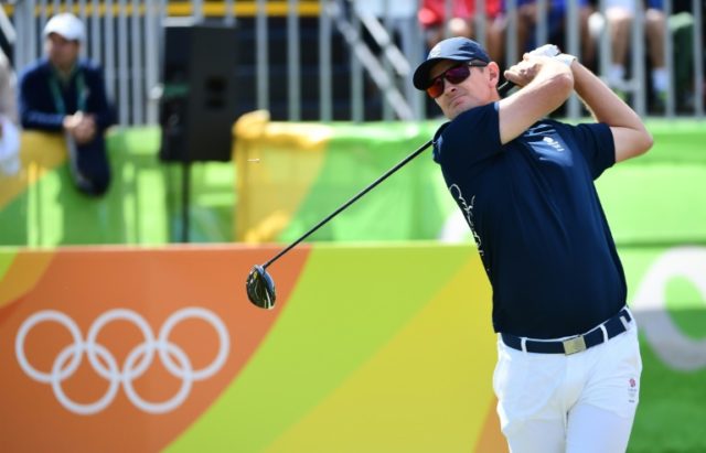 Britain's Justin Rose competes in the men's individual stroke play at the Olympic golf cou