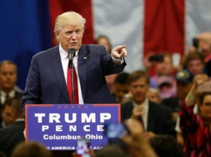 Republican presidential nominee Donald Trump speaks during a campaign rally in Columbus, O