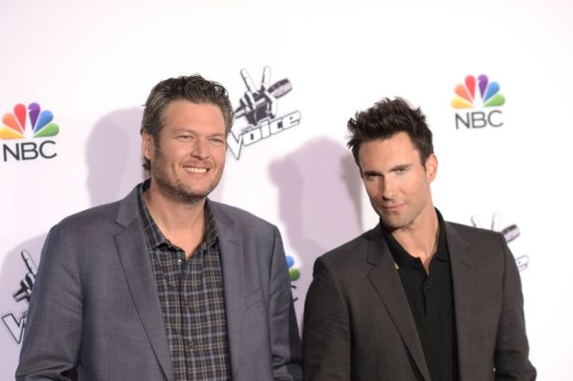 Singers Blake Shelton and Adam Levine attend NBC's 'The Voice' Season 7 Red Carpet Event a
