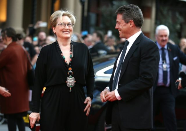 US actress Meryl Streep and British actor Hugh Grant arrive for the premiere of 'Florence