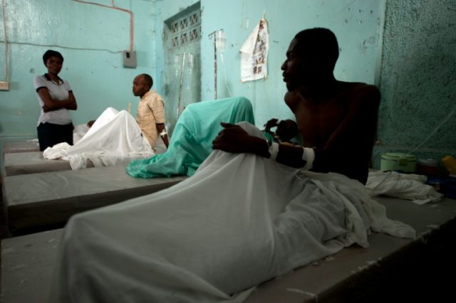 Cholera patients being treated at the Cholera Treatment Center in the Carrefour area of Po