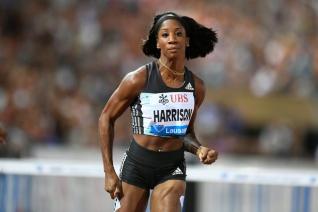 US Kendra Harrison competes in the women's 100m hurdles during the Diamond League Athletic