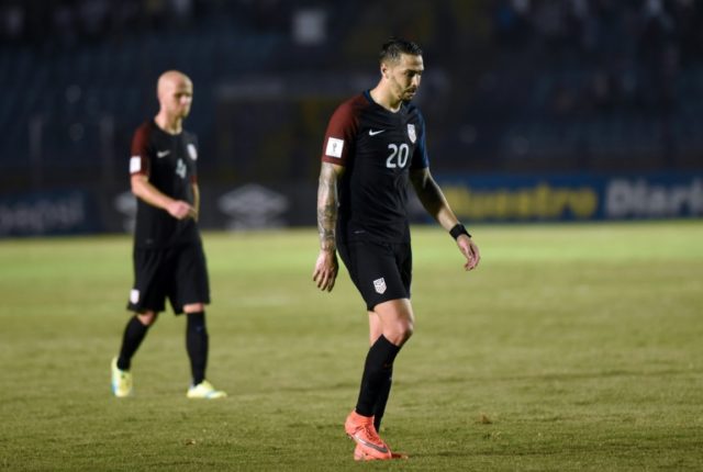 Geoff Cameron looks dejected after USA is defeated by Guatemala 2-0 in their 2018 World Cu