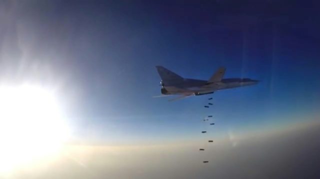 This image taken from footage released by the Russian Defence Ministry's official website