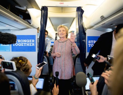 Democratic presidential candidate Hillary Clinton speaks to members of the media on her campaign plane, in White Plains, Thursday, Sept. 15, 2016, while traveling to Greensboro, N.C. for a rally. Clinton returned to the campaign trail after a bout of pneumonia that sidelined her for three days and revived questions …