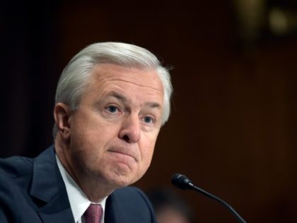 Wells Fargo Chief Executive Officer John Stumpf testifies on Capitol Hill in Washington, Tuesday, Sept. 20, 2016, before the Senate Banking Committee. Stumpf was called before the committee for betraying customers' trust in a scandal over allegations that employees opened millions of unauthorized accounts to meet aggressive sales targets. (AP …