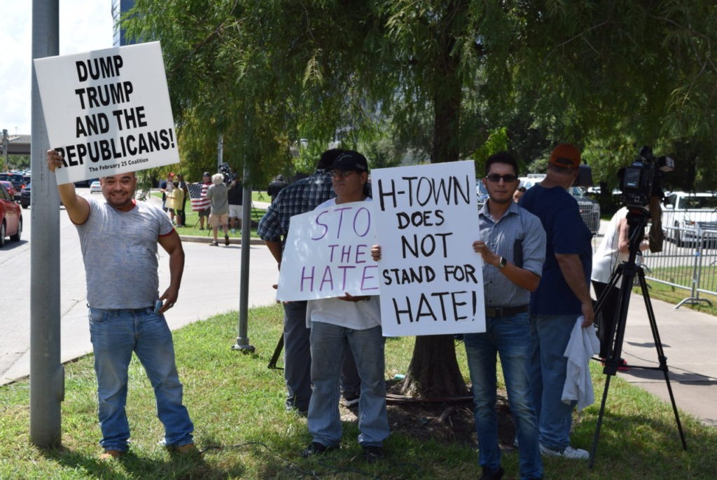 Anti-Trump protesters at Houston rally. (Photo: Bob Price/Breitbart Texas)