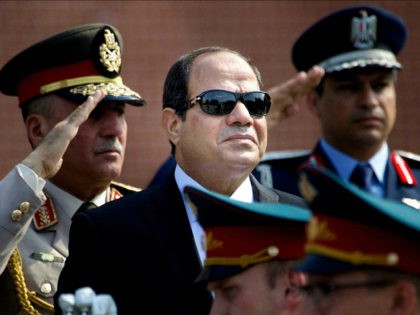FILE - In this Aug. 26, 2015 file photo, Egyptian President Abdel-Fattah el-Sissi, center,
