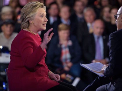 Matt Lauer (R), co-host of "The Today Show," listens as Democratic presidential