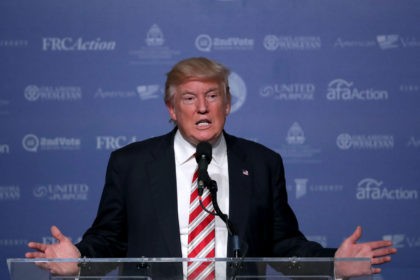 WASHINGTON, DC - SEPTEMBER 09: Republican presidential candidate Donald Trump addresses t