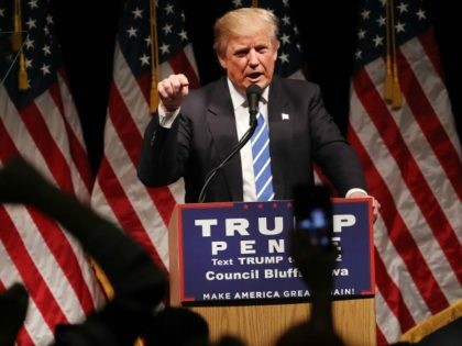 Donald Trump speaks at a rally on September 28, 2016 in Council Bluffs, Iowa. Trump has be