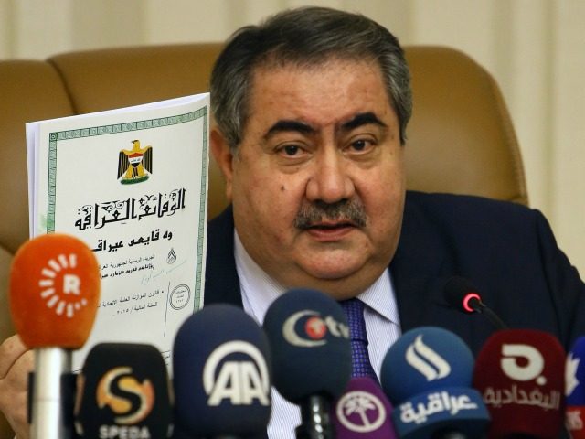 Iraqi Finance Minister Hoshyar Zebari speaks during a press conference during which he is