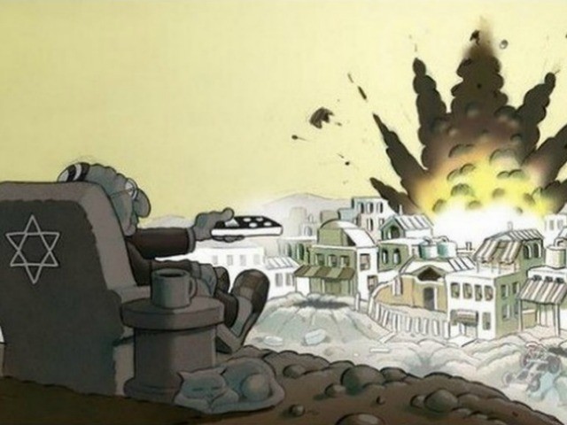 PA President Abbas’ Fatah Party Posts Cartoon of Jew Blowing up City