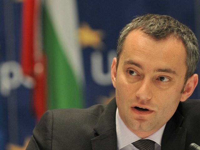 Bulgarian Foreign Affairs Minister Nickolay Mladenov addresses journalists during a press