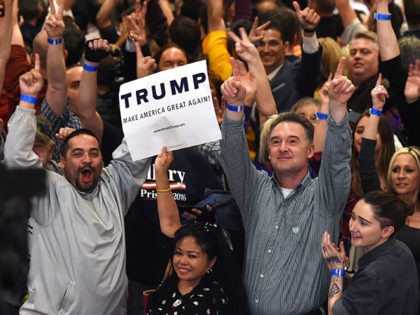 LAS VEGAS, NV - FEBRUARY 23: Supporters cheer while waiting for Republican presidential candidate Donald Trump to speak at a caucus night watch party at the Treasure Island Hotel & Casino on February 23, 2016 in Las Vegas, Nevada. The New York businessman won his third state victory in a …