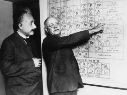 circa 1925: Albert Einstein (1879 - 1955) with the astronomer Dr J A Miller at Spoul de Swartmore Observatory. (Photo by Keystone/Getty Images)