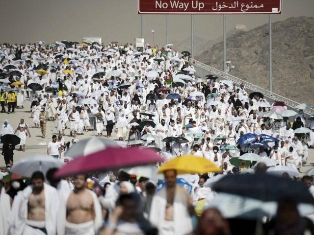 Muslim pilgrims arrive to throw pebbles at pillars during the 'Jamarat' ritual,