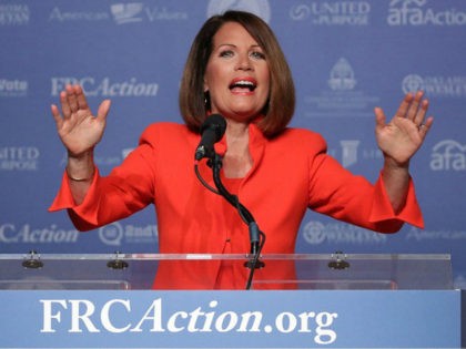 UNITED STATES, Washington : WASHINGTON, DC - SEPTEMBER 09: Former U.S. member of congress Michele Bachmann (R-N) addresses the Values Voter Summit at the Omni Shoreham September 9, 2016 in Washington, DC. Hosted by the Family Research Council, the summit is an annual gathering of social and political conservatives. During …