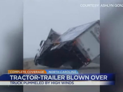 WATCH: Tropical Storm Hermine Knocks over Delivery Truck