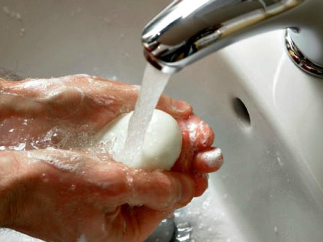 washing hands bar soap AP