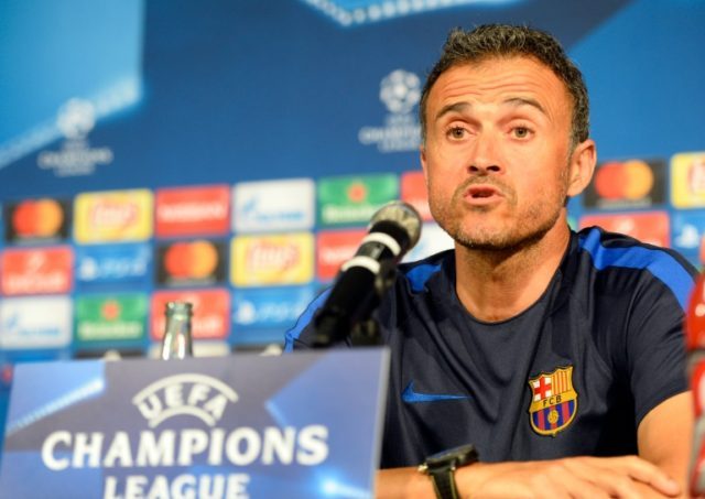 Barcelona's coach Luis Enrique attends a press conference on September 27, 2016, on the ev