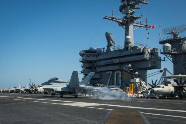 US Defense Secretary Ashton Carter is addressing troops aboard the USS Carl Vinson aircraf
