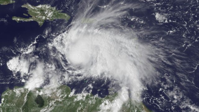 Hurricane Matthew in the Caribbean Sea at 1845 GMT on September 29, 2016