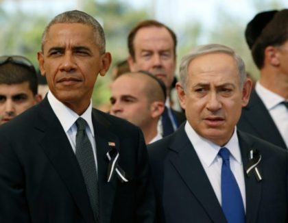 US President Barack Obama (left) stands alongside Israeli Prime Minister Benjamin Netanyah