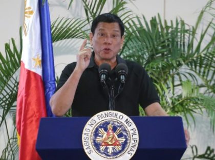 Philippines President Rodrigo Duterte speaks at Davao international airport on September 3