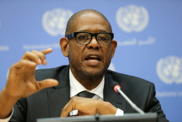 Actor and Sustainable Development Goals Advocate Forest Whitaker speaks at a UN Press Brie