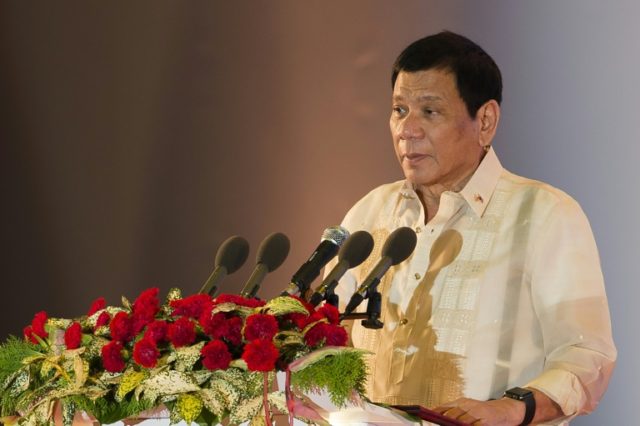 Philippine President Rodrigo Duterte speaks during the closing ceremony of the Association