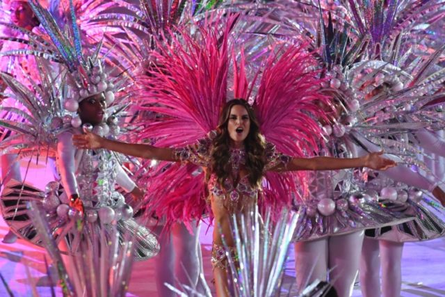 Brazilian model Izabel Goulart performs during the closing ceremony of the Rio 2016 Olympi