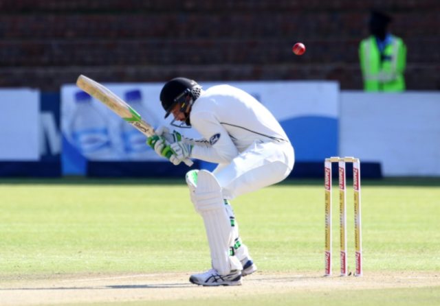 New Zealand batsman Martin Guptill ducks under a short delivery during a Test match agains
