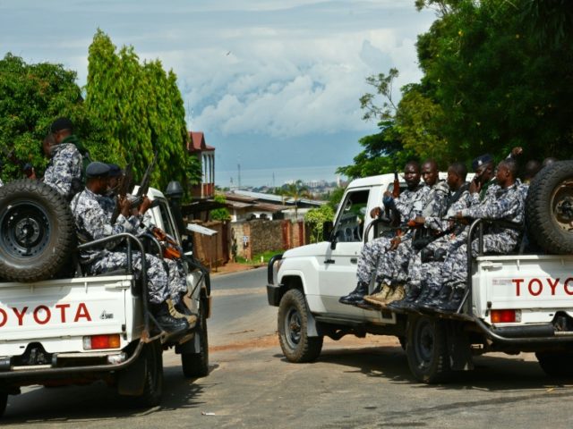 Burundian security forces patrol the streets of Bujumbura in April 2016