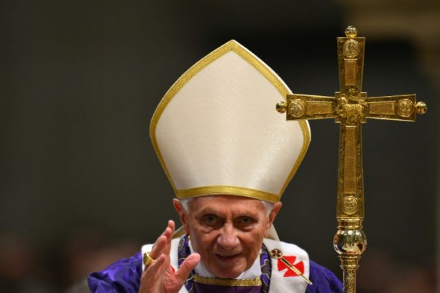 Pope Benedict XVI at his final mass for Ash Wednesday at St. Peter's basilica at the Vatic