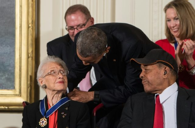 US President Barack Obama presents the Presidential Medal of Freedom to NASA mathematician
