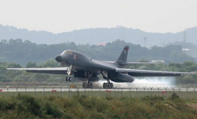 A US B-1B Lancer - aiming at reinforcing the US commitment to its key ally South Korea - m