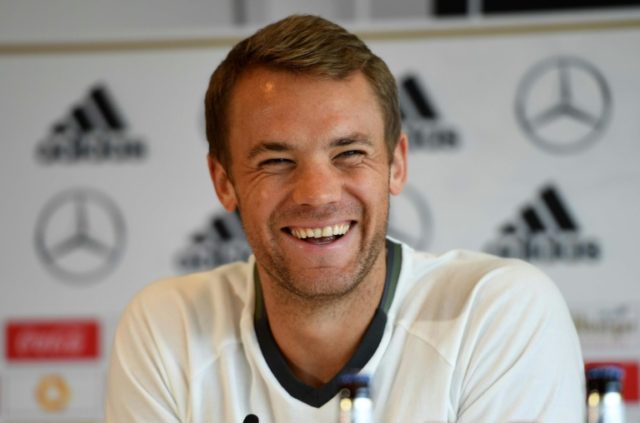 Germany's new captain Manuel Neuer speaks during a press conference in Duesseldorf on Sept