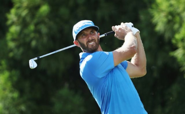 Dustin Johnson hits his tee shot on the 11th hole during the second round of the TOUR Cham