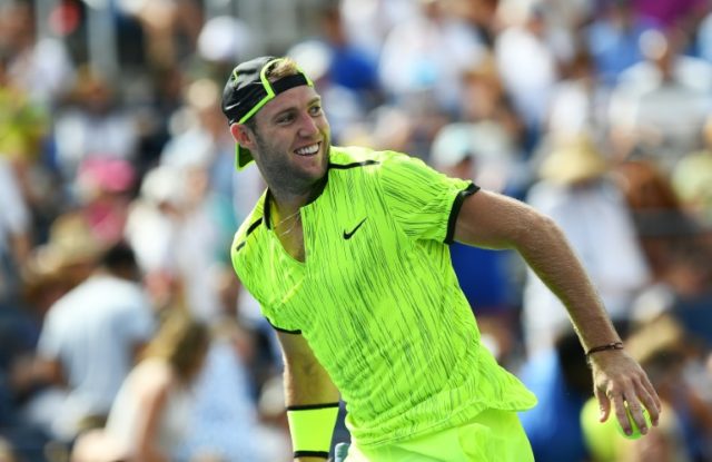 Jack Sock of the US celebrates defeating Marin Cilic Croatia during their 2016 US Open Men