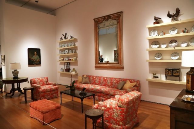 Furniture and other items are displayed at Christie's where items from the former presiden